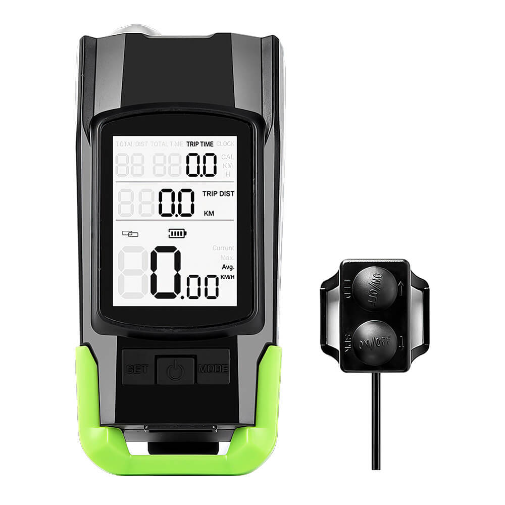 3-in-1 Wireless Bike Computer with 800LM Headlight & 120dB Horn - Speedometer