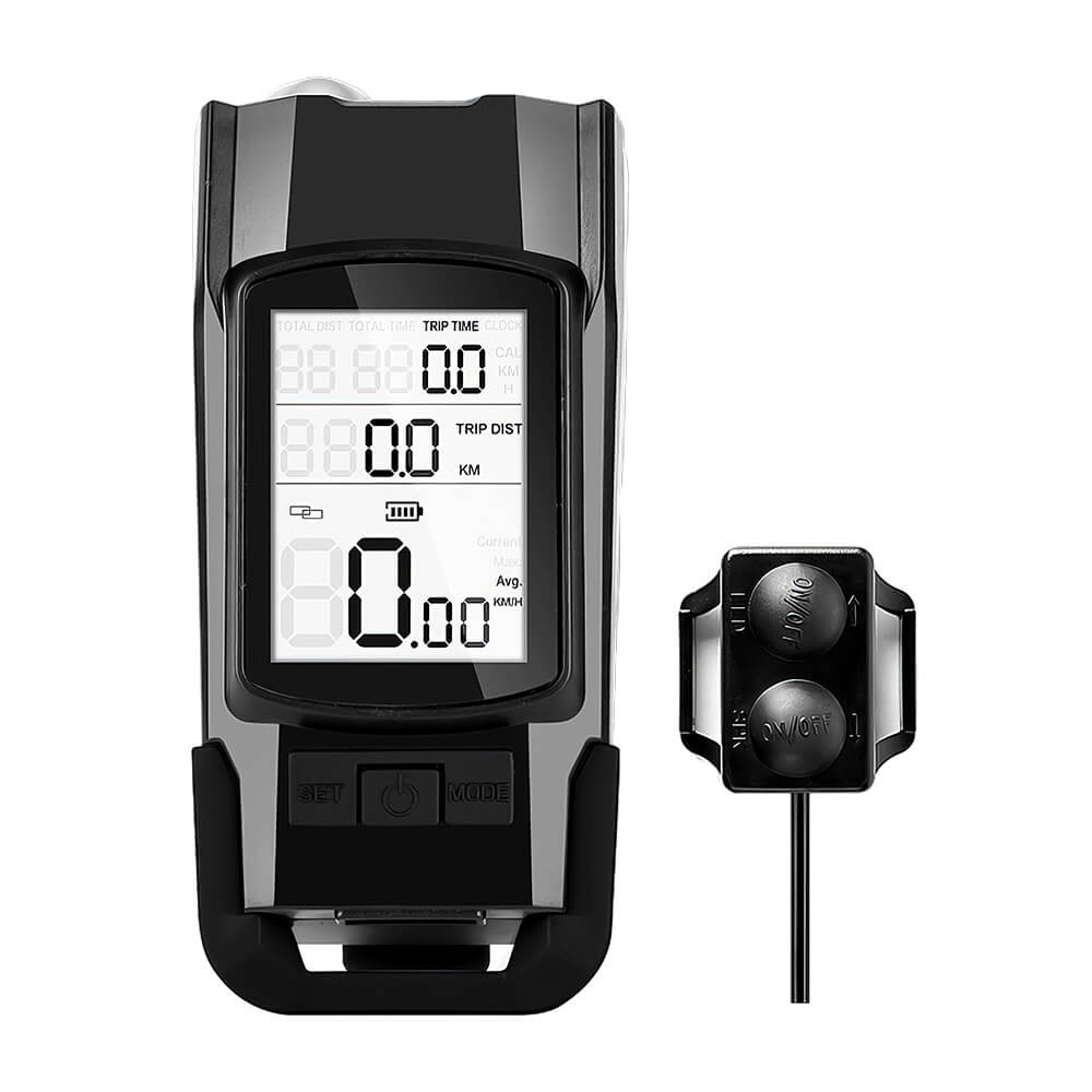 3-in-1 Wireless Bike Computer with 800LM Headlight & 120dB Horn - Speedometer