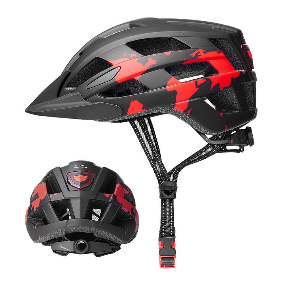 Bike Helmet with USB Rechargeable Tail Light Detachable Visor and Removable Pads