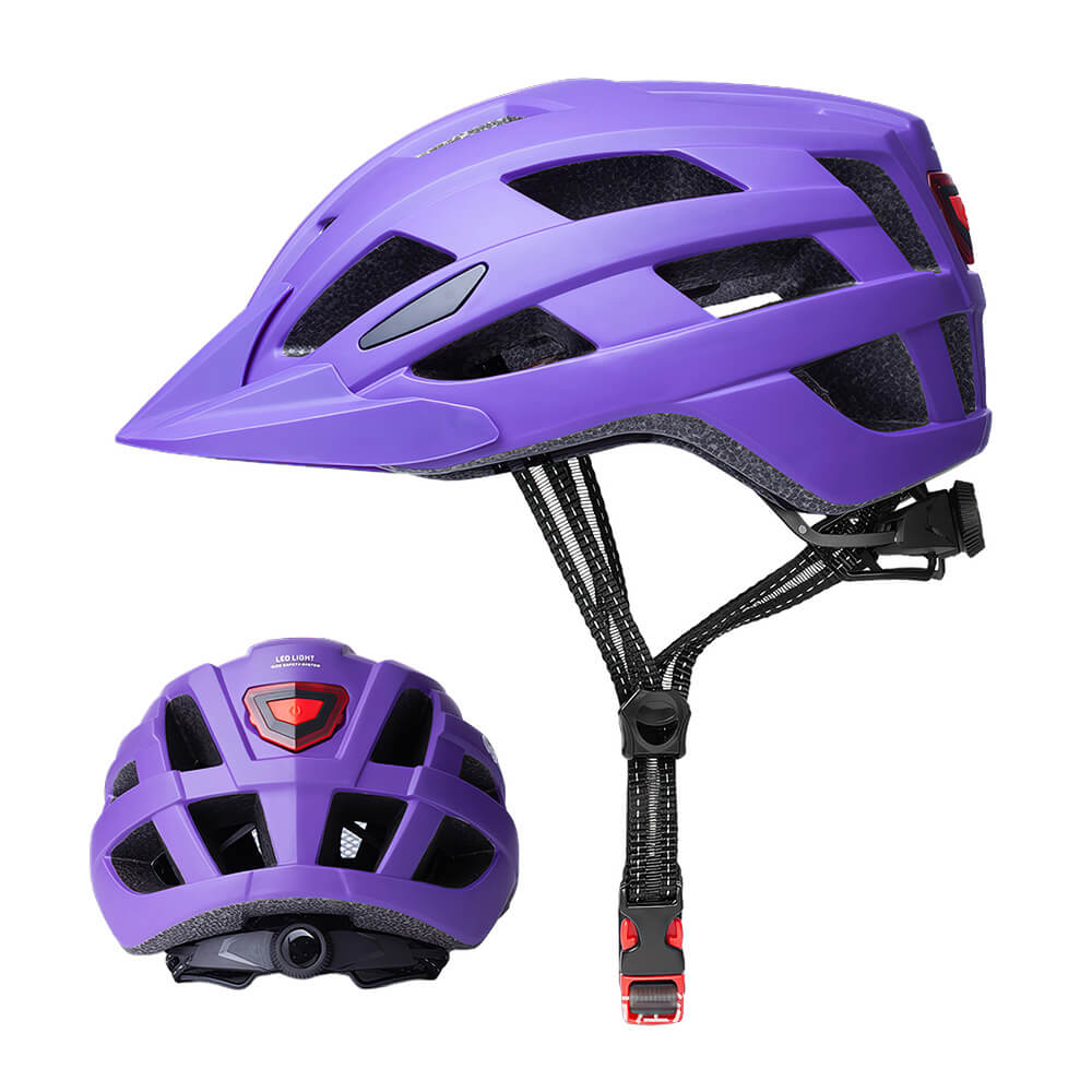 Bike Helmet with USB Rechargeable Tail Light Detachable Visor and Removable Pads