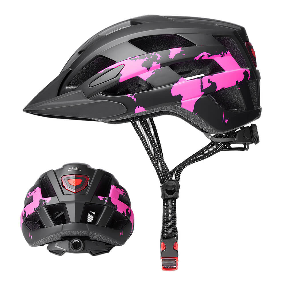Bike Helmet with USB Rechargeable Tail Light Detachable Visor and Removable Pads