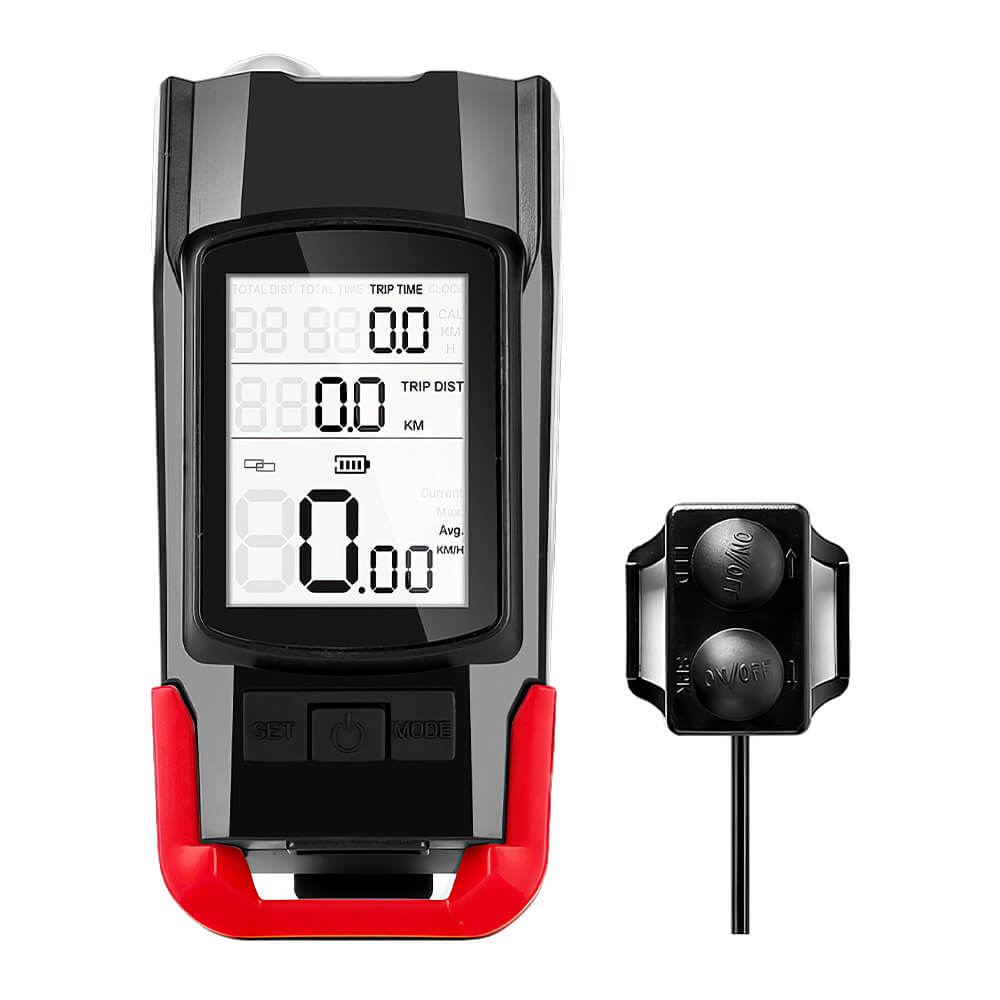 3-in-1 Wireless Bike Computer with 800LM Headlight & 120dB Horn - Speedometer