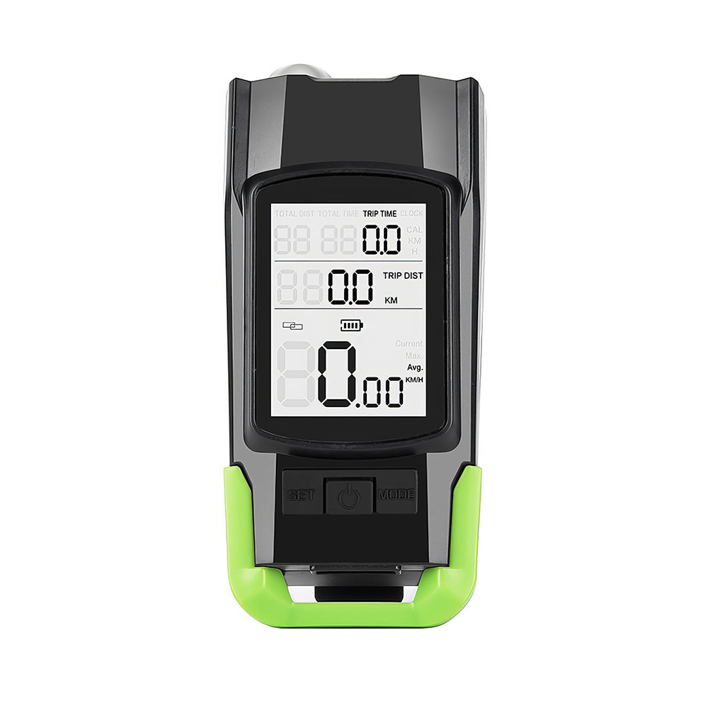 3-in-1 Wireless Bike Computer with 800LM Headlight & 120dB Horn - Speedometer