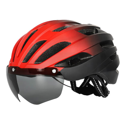 Bike Helmet with Tail Light & Pads Removable Magnetic Goggles