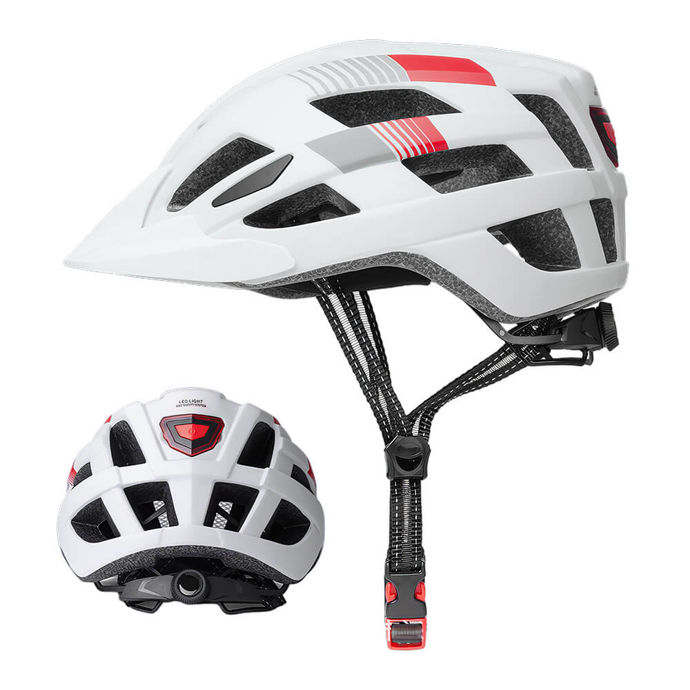 Bike Helmet with Tail Light Replacement Pads & Detachable Visor