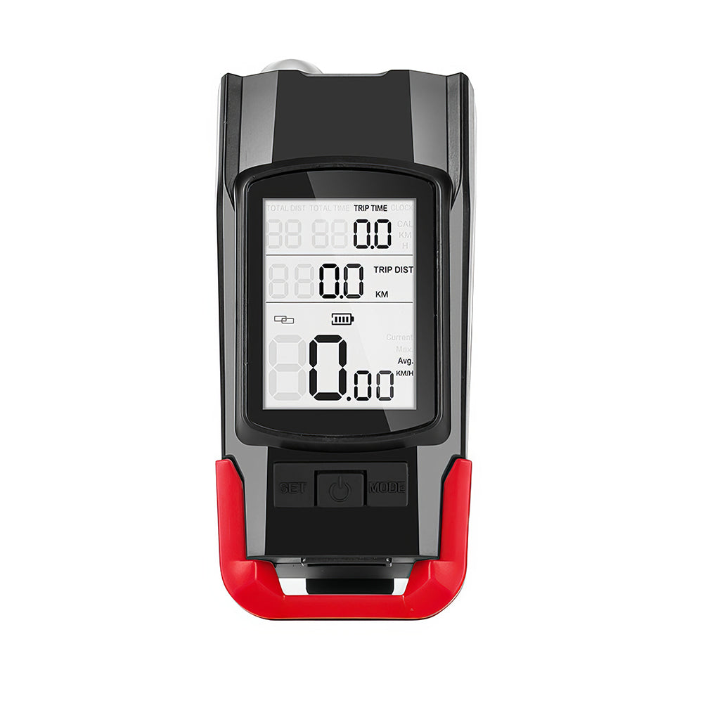 3-in-1 Wireless Bike Computer with 800LM Headlight & 120dB Horn - Speedometer
