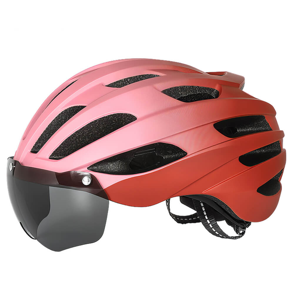 Bike Helmet with Tail Light & Pads Removable Magnetic Goggles