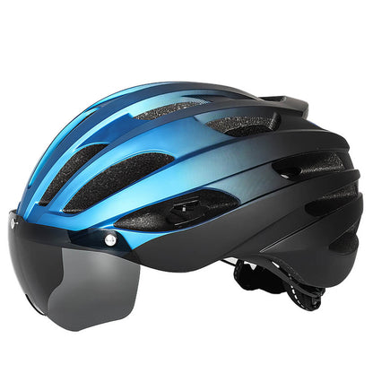 Bike Helmet with Tail Light & Pads Removable Magnetic Goggles