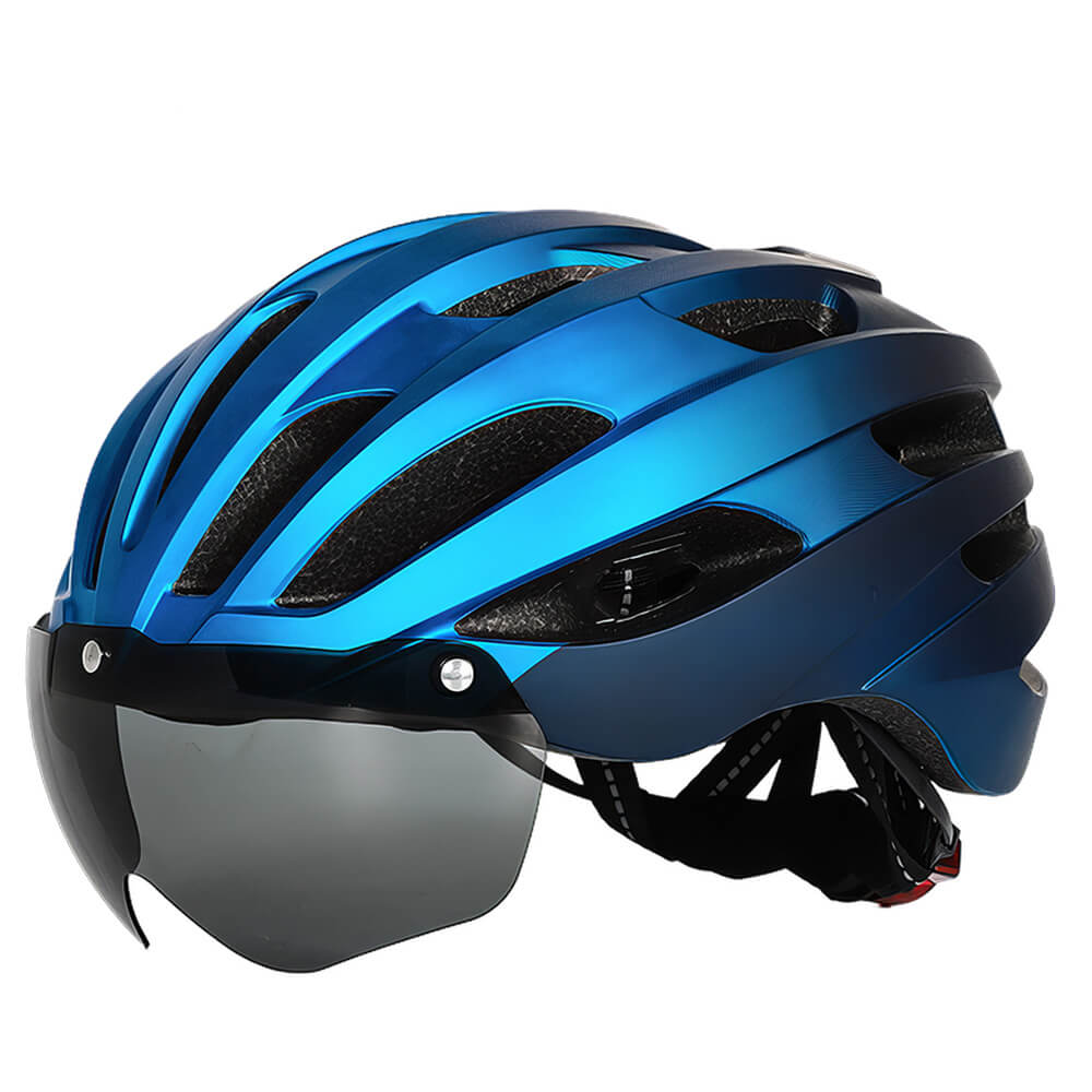 Bike Helmet with Tail Light & Pads Removable Magnetic Goggles