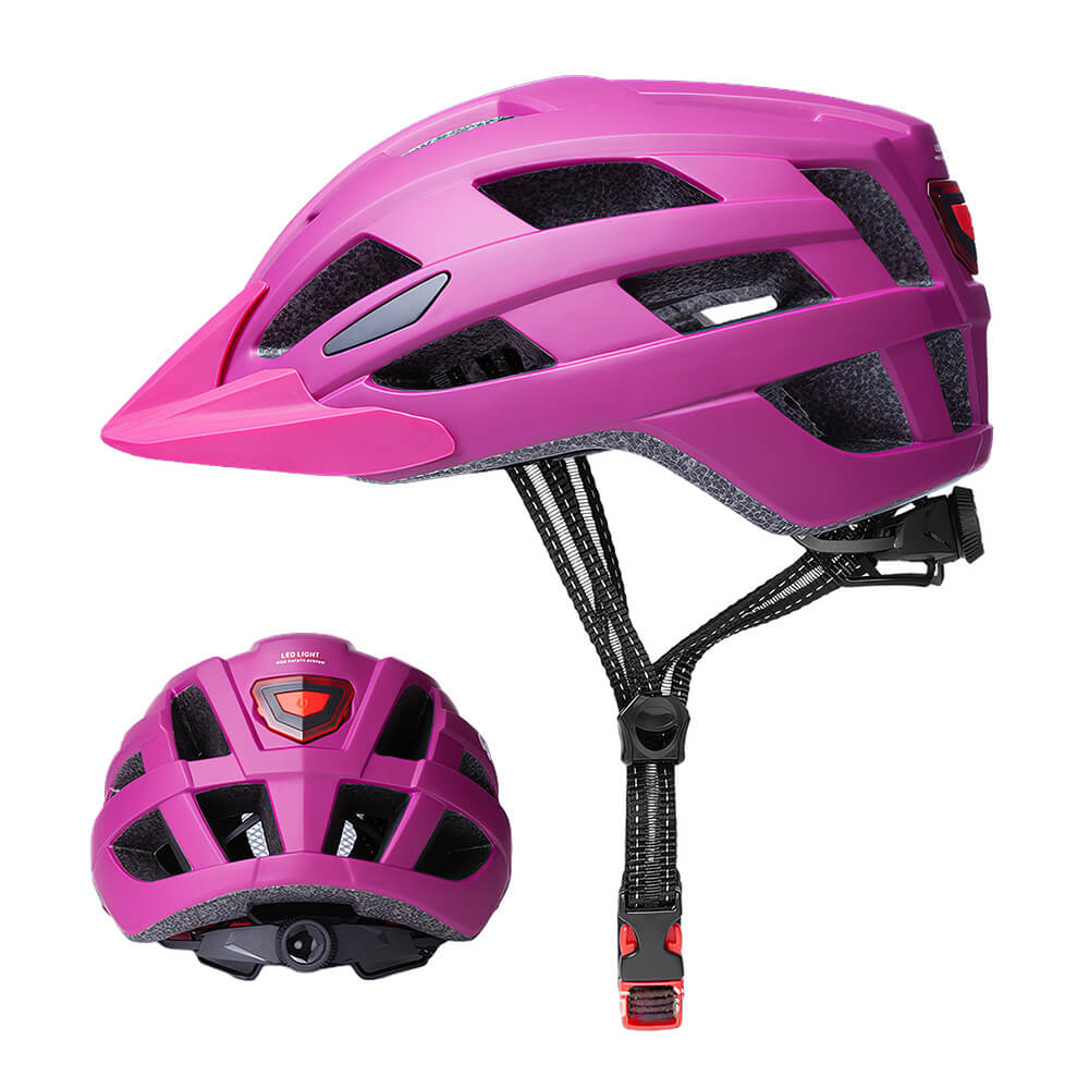 Bike Helmet with Tail Light Replacement Pads & Detachable Visor