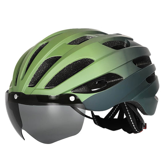 Bike Helmet with Tail Light & Pads Removable Magnetic Goggles