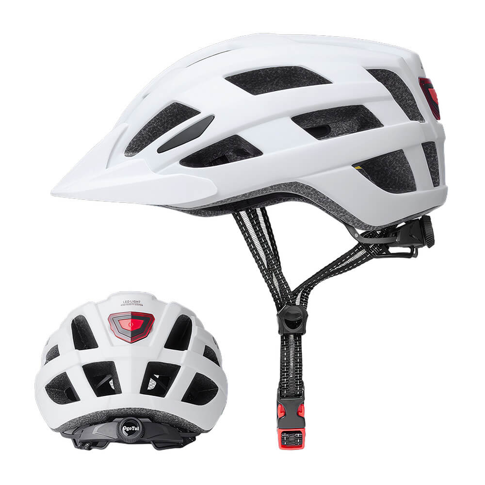 Bike Helmet with Tail Light Replacement Pads & Detachable Visor